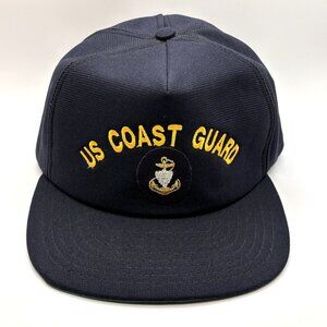 Vintage U.S. Coast Guard Hat Snap Back Foam Cap Anchor Emblem Made in USA Blue